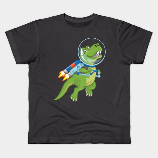 Jetpack Dino Kids T-Shirt by andantino